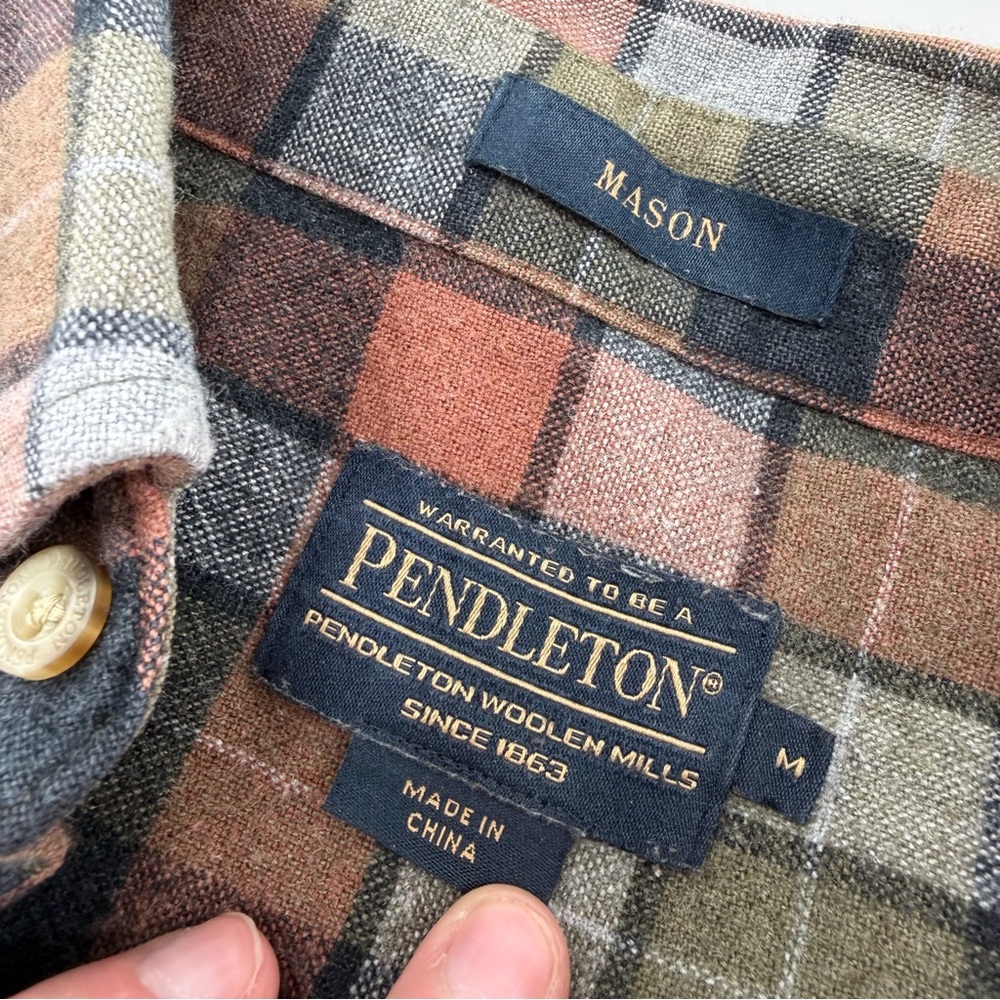 Pendleton Mason Plaid Flannel Button Up Shirt Men… - image 3